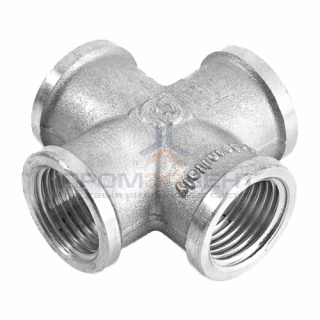 Крестовина латунная резьбовая равнопроходная STOUT (ВР) - 1/2" (никелированная)