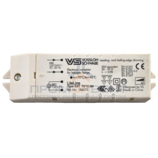 Трансформатор электронный Vossloh Schwabe EST 70/12.380 70W 220-12V для галогенных ламп