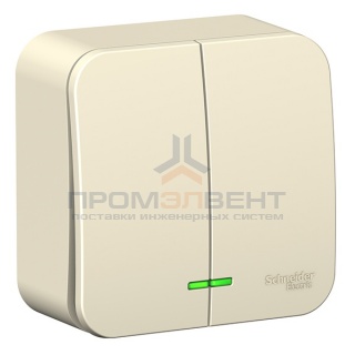 Выключатель 2-клавишный с подсветкой (cх.5) Blanca Schneider Electric 6А 250В молочный
