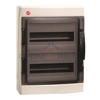 Щиток настенный DKC на 24 модуля IP65 серый с прозрачной дверцей с клеммником 87508 и замком