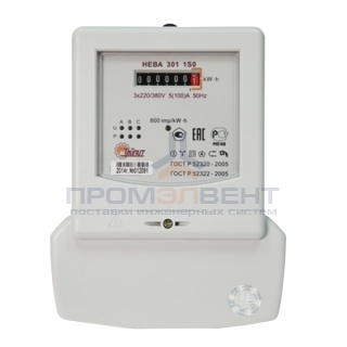 Счетчик трехфазный однотарифный НЕВА 301 1S0 230 5(100)А 380В